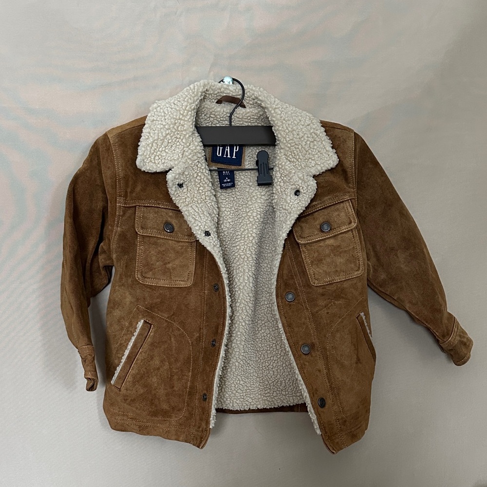 GAP Tan Suede Jacket with Cream Sherpa